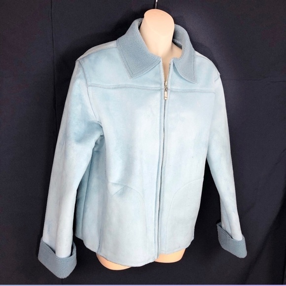 EUC-VINTAGE Izod Suede collar FauxFur Lined Jacket - Picture 5 of 8